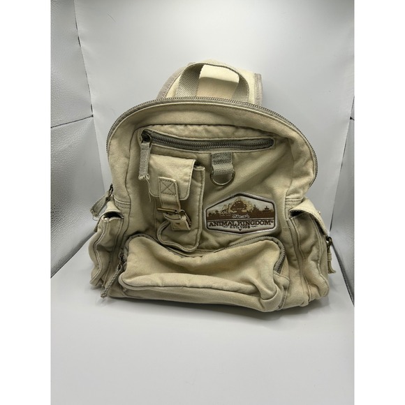 Disney Handbags - Disney Animal Kingdom Vintage Khaki Canvas Sling Backpack Safari Bag Est 1998